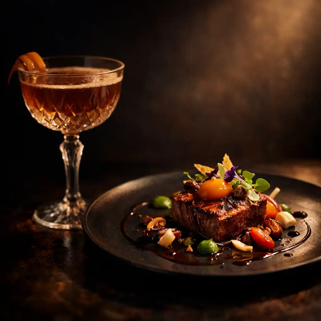 Fine dining danie i elegancki koktajl
